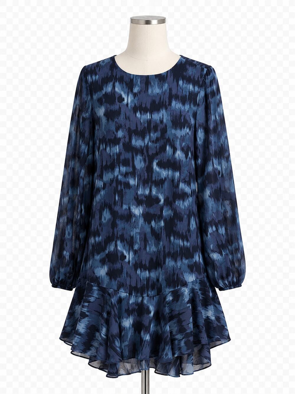BCBGMAXAZRIA Pacific Blue “Cloud” Ruffle Hem Shift Dress – Size L - Picture 1 of 7